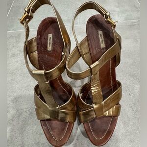 Miu Miu Bronze Strappy Sandals